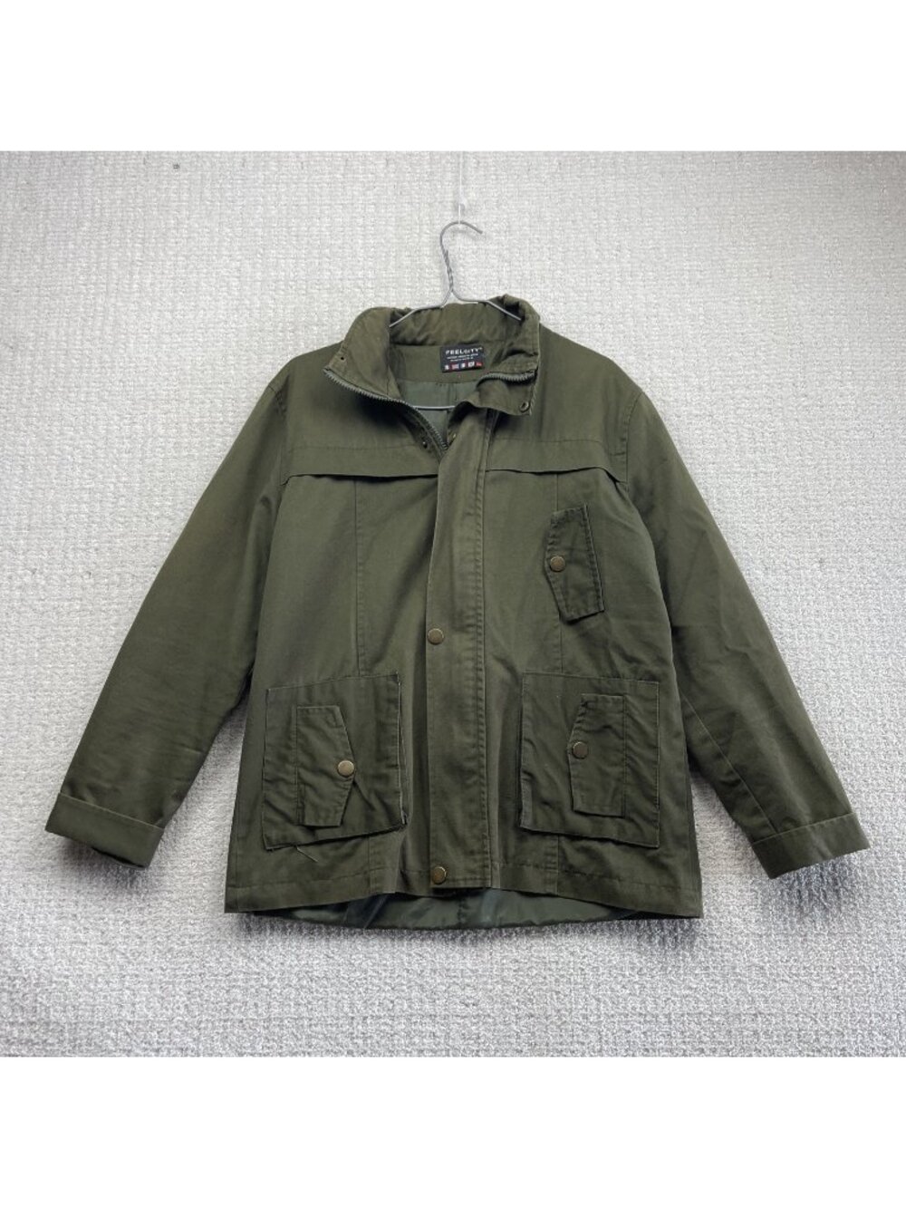 Y2K Feel City M-65 Style Field Olive Military Jacket Utility Workwear tech Read